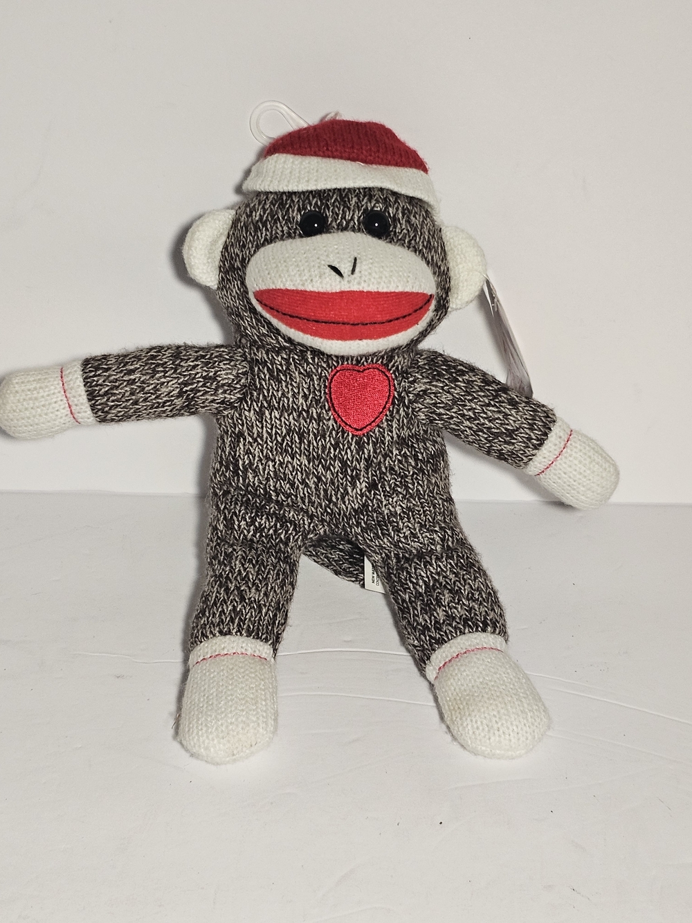 Fiesta Toys Sock Monkey Plush Toy Red Heart Stuffed Animal Knit Doll w/ Cap Cute